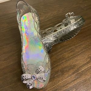 Disney Princess Silver Light Up Sparkle Jelly Shoes - Girls US Size 13/1